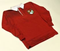 SPECIAL EDITION RUGBY RED JERSEY WITH DUAL CREST FOR WALES & ROMANIA, non-numbered, internal label