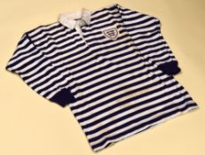 BLUE STRIPED MIDDLESEX COUNTY RUGBY UNION JERSEY, CIRCA 1970 bearing stitched crest, internal