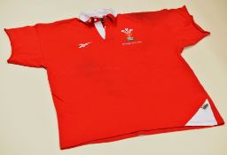 1999 WALES INTERNATIONAL TOUR JERSEY WORN BY JONATHAN HUMPHREYS IN ARGENTINA, bearing No.2, by