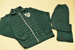 AN IRISH RUGBY UNION INTERNATIONAL TWO-PIECE TRACK-SUIT WORN BY MOSS KEANE (1948-2010)