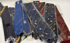 APPROXIMATELY 30 X UNWORN RUGBY CLUB TIES IN ORIGINAL PACKETS