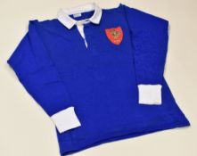 MATCH-WORN FRANCE RUGBY UNION JERSEY BY WALTER SPANGHERO BEARING STITCHED WHITE PLASTIC NO.8,