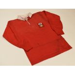 WELSH 'B' INTERNATIONAL RED JERSEY, NO. 16 CIRCA 1971 accompanying card inscribed 'Bobby Windsor