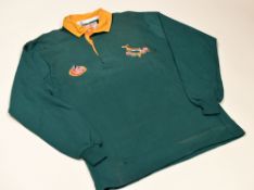 SOUTH AFRICA 'SPRINGBOK' INTERNATIONAL No. 8 RUGBY JERSEY circa early 1990s, bearing stitched No.8