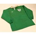 IRELAND RUGBY UNION INTERNATIONAL JERSEY, No.9, by Umbro with stitched crest and stitched white