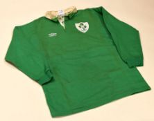 IRELAND RUGBY UNION INTERNATIONAL JERSEY, No.9, by Umbro with stitched crest and stitched white