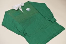 VINTAGE WALES RUGBY UNION INTERNATIONAL GREEN JERSEY, CIRCA 1980s, non-numbered, complete with