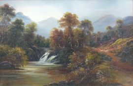 GEORGE WILLIS PRYCE oil on canvas - Lledr Valley, signed and entitled on the remnants of an original