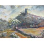MARTYN HALEY (of Colwyn Bay) acrylic - Dolwyddelan Castle under stormy skies, signed, 29 x 38 cms