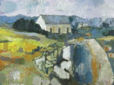 ELLIS GWYN (JONES) oil on board - old chapel with rocks in the foreground, signed and dated 1971, 39