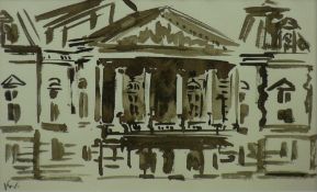 SIR KYFFIN WILLIAMS RA colourwash sketch - St Martins in the Fields?, signed with initials, 11 x