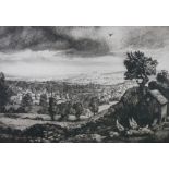 CHARLES FREDERICK TUNNICLIFFE limited edition (10/75) etching - expansive landscape with trees and