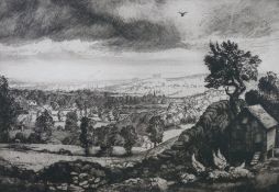 CHARLES FREDERICK TUNNICLIFFE limited edition (10/75) etching - expansive landscape with trees and