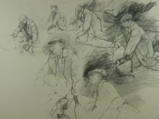 DAVID CARPANINI pencil on paper - series of sketches on one sheet of Sir Kyffin Williams working 'en