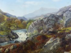 HILTON L PRATT JNR oil on canvas, unframed - Lledr Valley with sheep grazing amongst rocks, signed