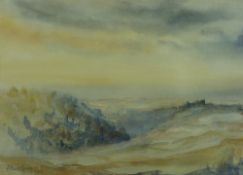 VALERIE GANZ watercolour - Pennard Castle, signed and with original Attic Gallery title label verso,