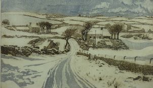 KEITH ANDREW limited edition (58/75) etching - snowy landscape scene, signed and dated 1978 and