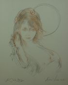 ANDREW VICARI pencil and crayon - half length portrait of a young lady, signed and dated 2012 and