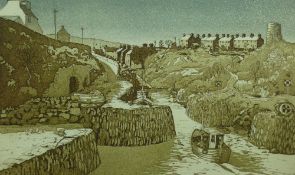 KEITH ANDREW artist's proof etching - Old Amlwch Port, signed and dated 1977, 19.5 x 31 cms