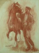 ANEURIN M JONES pastel - trotting horse with handler, signed, 49.5 x 37.5 cms (Provenance: purchased