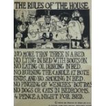 KAREL LEK rare humorous print - 'The Rules of the House', 35.5 x 26.5 cms