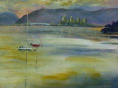 MARTYN HALEY (of Colwyn Bay) acrylic - sunset on the River Conwy looking towards the castle etc from