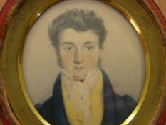 PENRY WILLIAMS miniature watercolour on card, oval format - head and shoulders portrait of a young