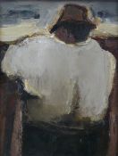 WILL ROBERTS oil on board - entitled verso 'The Farmer's Broad Back', signed verso, 23 x 19 cms