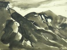 SIR KYFFIN WILLIAMS RA colourwash - Snowdon and mountainscape, Y Garn, signed with initials, 21.5