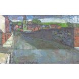 SELWYN JONES oil on board - Caernarfon street and church, signed and entitled verso 'Eglwys' with