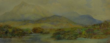 A SINCLAIR watercolour - Moel Siabod, signed and dated 1893 and entitled verso, 19 x 50.5 cms