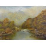 WILLIAM MARK FISHER oil on canvas - River Lledr with figures on the rocky bank, signed, 40 x 55 cms