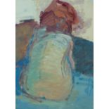 RALPH W SPILLER oil - back view nude study of a seated girl, signed and dated 1984, 50 x 36.5 cms