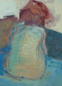 RALPH W SPILLER oil - back view nude study of a seated girl, signed and dated 1984, 50 x 36.5 cms