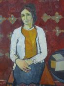 CLAUDIA WILLIAMS oil on board - seated portrait of a lady in 1966, signed, 76 x 62 cms (