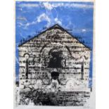 JOHN PIPER limited edition (54/75) coloured print - chapel front with overprinted lettering,