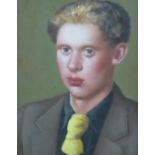 Attributed to ALFRED JANES oil on card - head and shoulders portrait of a young Dylan Thomas