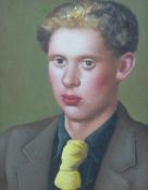 Attributed to ALFRED JANES oil on card - head and shoulders portrait of a young Dylan Thomas