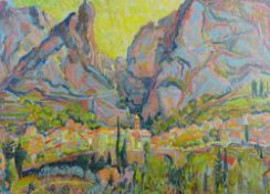 PHILIPPA JACOBS oil on canvas - Provence landscape, signed 2002 and title canvas verso '