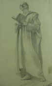 HARRY HUGHES WILLIAMS pencil study - a standing monk with book in hand, signed and dated 1911 and