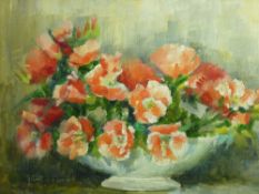 HEATHER CRAIGMILE oil on board - still life, study of wild roses, signed and dated 1998?, 19.5 x