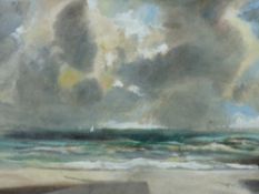 WILLIAM SELWYN watercolour - shorescape under cloudy skies, Dinas Dinlle, Caernarfon, signed and