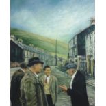 DAVID CARPANINI coloured limited edition (159/350) print - four gents chatting in a South Wales