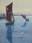 JOHN McDOUGAL watercolour - boats setting out for a day's fishing, signed and dated 1889, 45 x 34