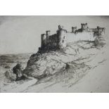 PETER .. - etching, Harlech Castle, indistinctly signed and entitled, 18 x 20 cms