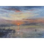 WILLIAM SELWYN artist's proof coloured print - sunset on the Straits at Caernarfon, signed, 50 x