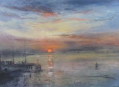 WILLIAM SELWYN artist's proof coloured print - sunset on the Straits at Caernarfon, signed, 50 x