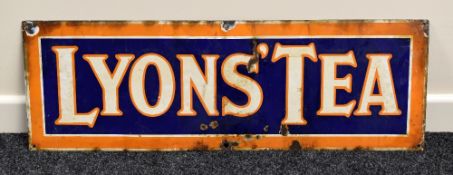 AN ENAMEL SIGN FOR 'LYONS' TEA', 31 x 90cms