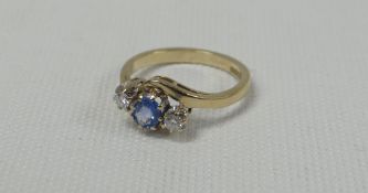 9ct GOLD SAPPHIRE AND DIAMOND TWIST, , 2.3gms, with original invoice 1990 for £214.50