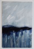 SALLY MCCABE oil - impressionistic view of rain, entitled verso 'Passing Shower', 20 x 30cms